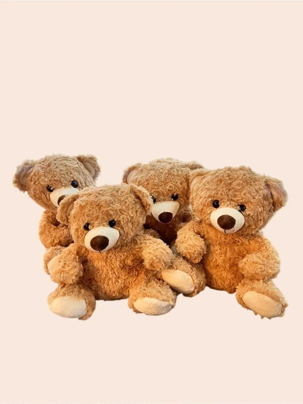 Plush Brown Teddy Bears - Soft Cuddly Stuffed Animals for Kids (set of 4)